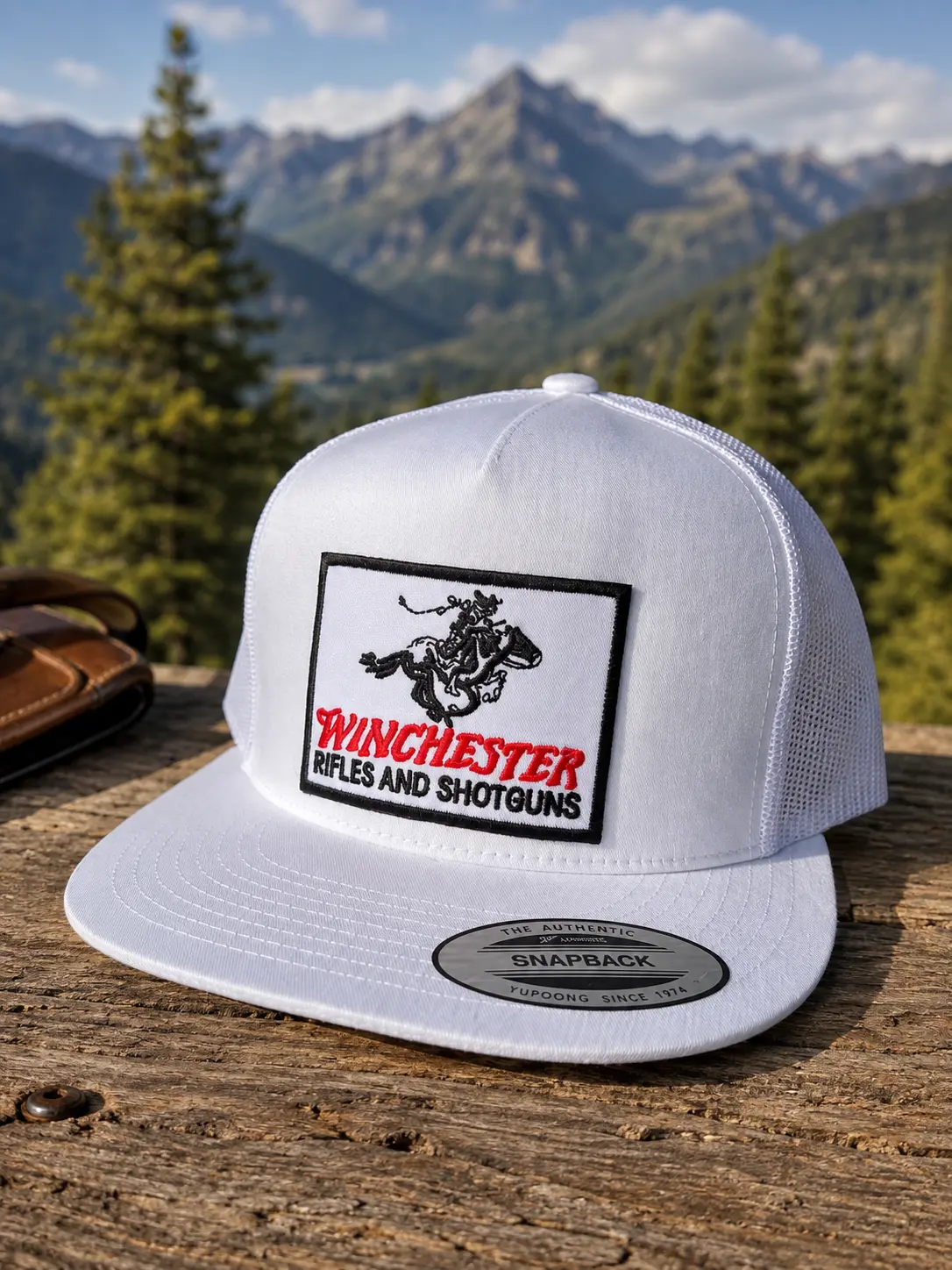 [BEST SELLER 2026] Winchester Rifles and Shotguns White Trucker Hat, Vintage Western Outdoor Snapback Cap, Classic Hunting Style Embroidered Patch Hat, Unisex Ranch and Adventure Headwear