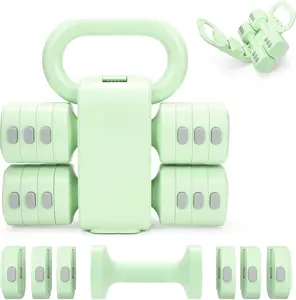 Adjustable 2-in-1 Convertible Kettlebell & Dumbbells Set, 4 in 1 Free Weights Dumbbell Set of 2, Each 2.2 3.3 4.4 5.5lb Quick Change Women Dumbbell Set for  Exercise