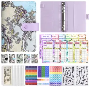 A6 PU Leather Budget Planner Notebook, 6-Hole Accounting Journal for Students & Office Use, Perfect Back-To-School Planning Tool