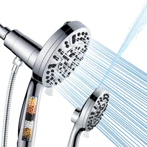 Filtered Shower Head with Handheld High Pressure, 9Spray Modes Showerhead for Hard Water, Anti-Clog Nozzles & Water Softener Filter Beads, Removes Chlorine & Reduces Dry Itchy Skin, Built-In Power Wash for Tub Tile & Pet Cleaning