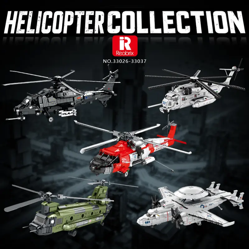 Reobrix HH-60J Jayhawk Coast Guard Sikorsky Military Helicopter Assembly Building Blocks Kit, 1000+ PCS Collectible Toy Aircraft Model, Home Decor Gifts for Adults 14+, House Decoration, 28Cm X 43Cm X 10Cm