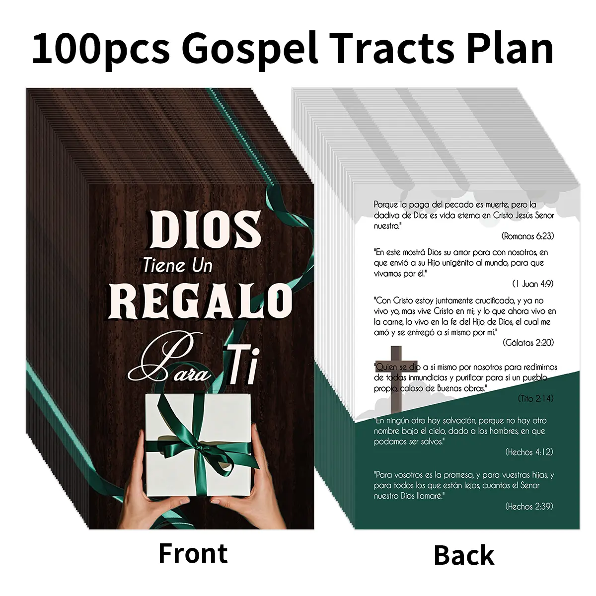 100pcs Spanish Gospel Tract Cards - Inspirational Salvation Cards, Encouragement Cards with Biblical Verses Messages, Pocket-Sized Prayer Postcards for Spiritual Growth, Evangelism, Daily Devotion, Daily Reminders, Bible Verses, Versatile Use