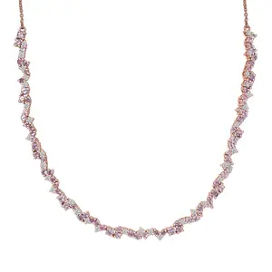 D'Joy  Pink Spinel and Moissanite 6.00 ctw Whispering Petals Necklace in 18K Vermeil Rose Gold Over Sterling Silver 18 Inches Christmas Gifts