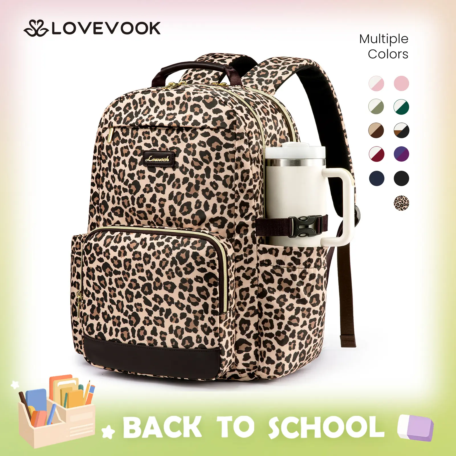 LOVEVOOK Laptop Backpack for Women with Pouch Pocket for Large Capacity Cup, 15.6-18 Inch Laptop Computer Bag Travel Backpack Purse, Waterproof Work Business Backpack College Teacher Bags. TikTokShopBackToSchool