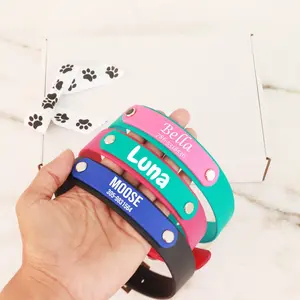 Custom Name Biothane Dog Collar-Waterproof and Odoorproof Small Medium Large Dogs ID tag Stainless Steel Hardware-Personalized Dog's Name and Color