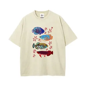 S~5XL Oversize Unisex Washed T-Shirt for Women and Men's Unisex Fit Batik Cotton Oversize Streetwear Menswear  Super Soft Pre-Shrunk