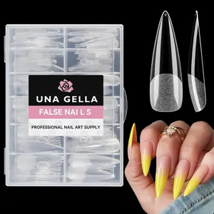 Clear Stiletto Fake Nails - 216pcs Extra Long Full Cover Gel Nail Tips - 12 Sizes for Nail Extension, No Filing Needed - Home DIY Salon Gelly Tips