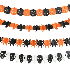 3Meter Halloween Hanging Garland Bunting Bat Pumpkin Ghosts Spider Paper Banner Halloween Party Decorations Horror Props
