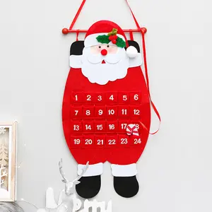 Christmas Countdown Calendar Felt Number Hanging Decoration, Cute Santa Snowman Reindeer Animal Design, Indoor Christmas Decor