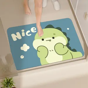 Mecko Soft Rubber Bath Mat Quick Dry Anti-Slip for Shower Safety Durable Dirt-Resistant Easy Clean Bathing Dinosaurs Fast Absorbing Cute Dinosaur Design