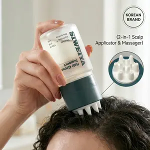 2-in-1 Korean Scalp Massager & 100ml Hair Growth Serum - Peptide Complex Formula for Thinning Hair, Plant-Based Bio-Active Haircare to Strengthen Roots & Soothe Scalp