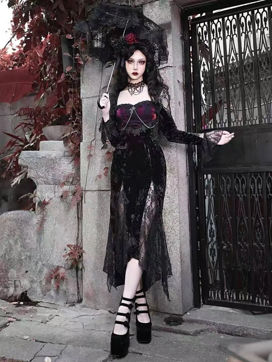 Summer Gothic Grunge Y2k Lace Dress Women Dark Academia Sexy Slim Party Dresses Korean Fashion Design Festival Long Prom Dress - TikTok Shop Summer Gothic Grunge Y2k Lace Dress Women Dark Academia Sexy Slim Party Dresses Korean Fashion Design Festival Long Prom Dress - TikTok Shop