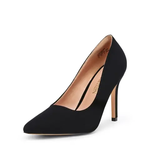 Dream Pairs Women's Classy Black Nubuck Stiletto Pumps - 4in Heeled Shoes with 0.15" Platform, Rubber Elements, Pointed Toe, Comfortable Heels for Party & Formal Wear, Heels for Women