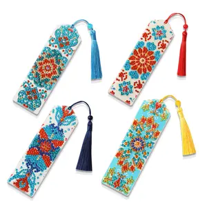 4pcs Diamond Painting Bookmarks, Mandala Pattern Diamond Art Kit, Creative Handmade Bookmark with Fringe, Gift for Diamond Paint Lovers, Book Decor