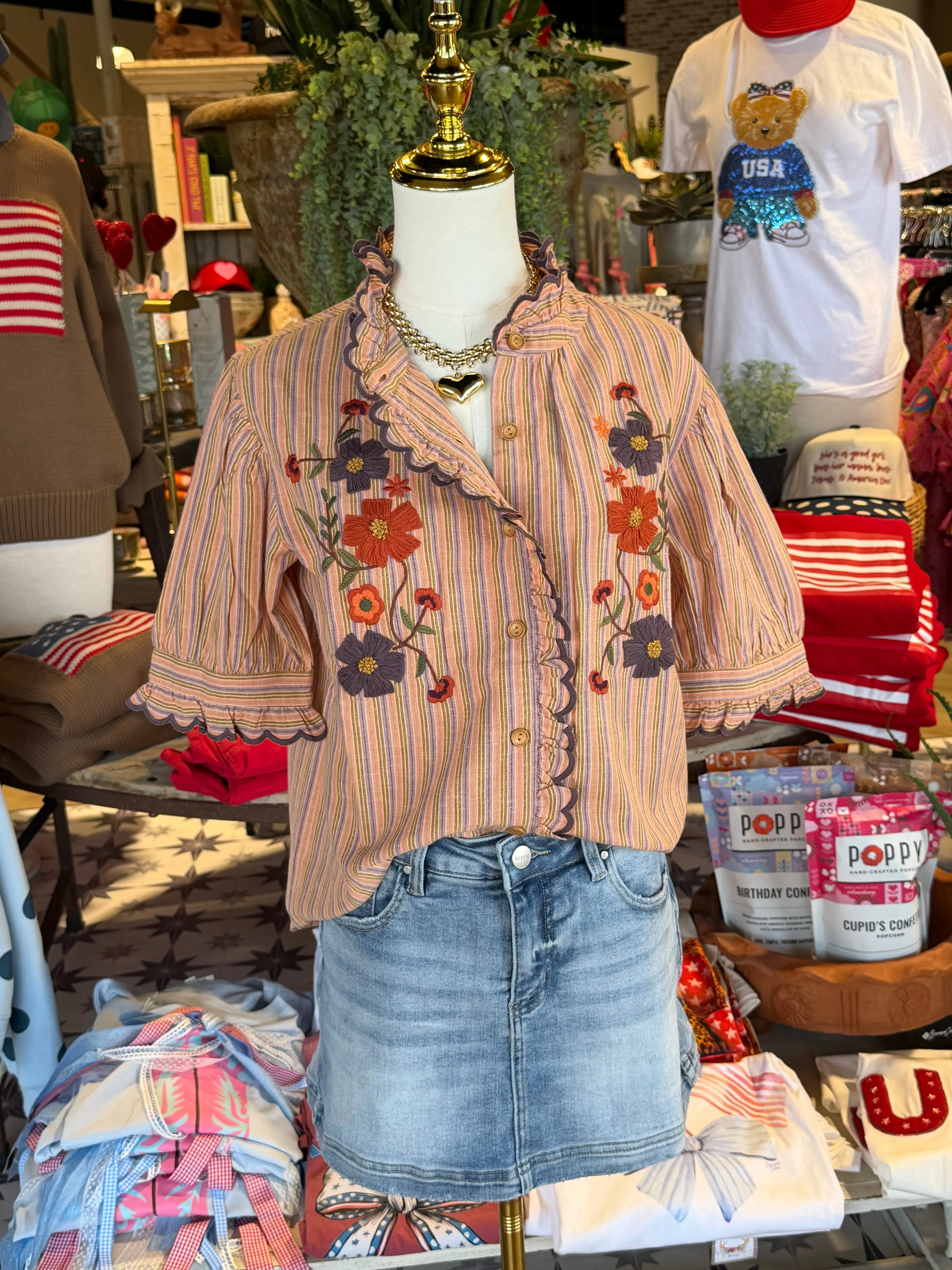 Ribbon Embroidery Shirt