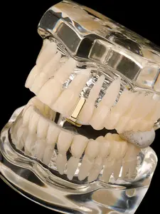 1PC Top Tooth Cap, 14k Gold Plated Copper Material, Smooth Fit Design, Hip Hop Fashion Accessory, Unisex Teeth Grill