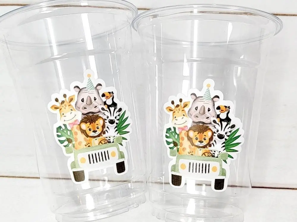 SAFARI PARTY CUPS  - Safari Birthday Cups Safari Birthday Safari Party Safari Decorations Safari Baby Shower Safari Favors Jungle Party Cups
