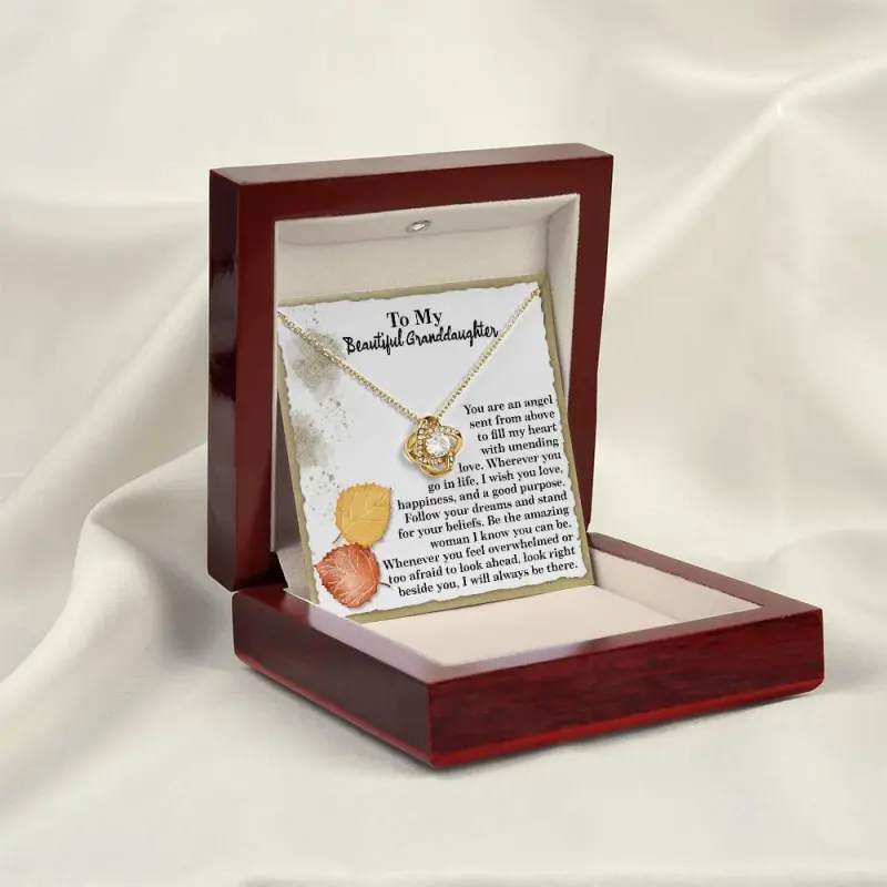 Gift for Granddaughter - An Angel - Love Knot Pendant Necklace, Perfect for Birthday, Christmas, Graduation, Elegant & Trendy Necklaces for Every Occasion - Perfect for Gifts, Daily Wear, or Special Events | Shop Now!