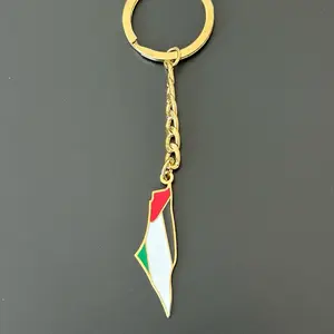 Palestine Map Keychain with Flag Design