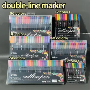 Dual Line Outline Pen Set, 60/48/36/24/12/8 Colors, Glitter Marker Pens, Art Supplies, School & Home Use, Gift Idea, Holiday Present, Art Materials