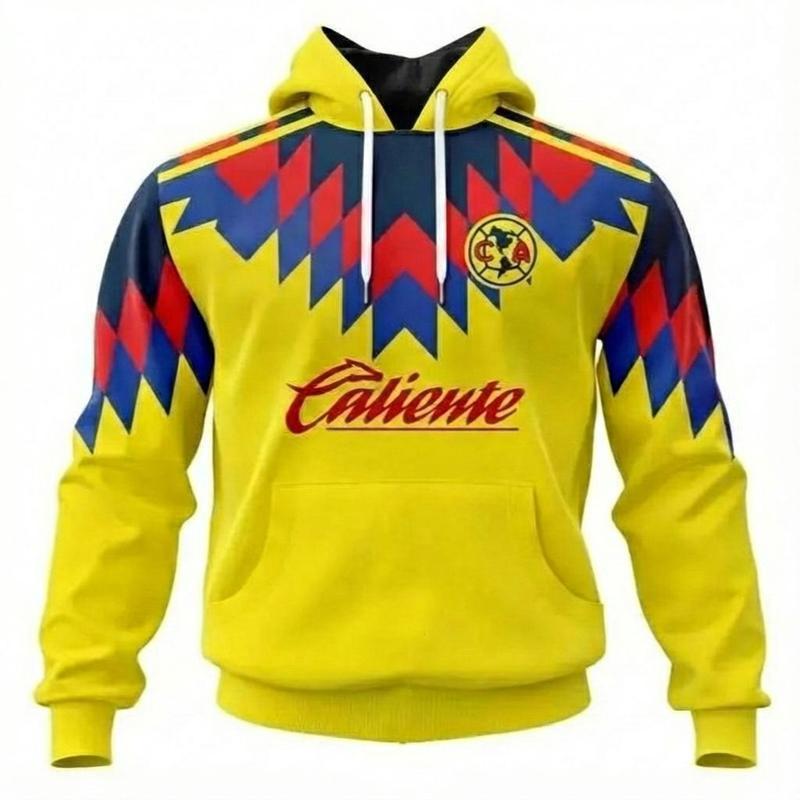 Club America Liga Retro Soccer Light Weight Hoodie, Liga MX Gear Viral Yellow Retro Fan Hoodie