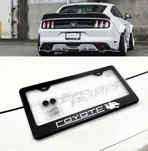 Coyote 5.0 Mustang GT License Plate Frame Black Stainless Steel Metal