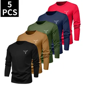 Men’s long-sleeve printed T-shirt, quick-dry fitness apparel made from moisture-wicking fabric, available in multiple colors; breathable athletic top for training, running, and casual wear; crew neck with stretchy material.,summervibes