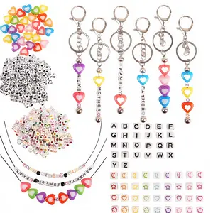 Beadable Keychain Bar DIY Kit,Key Chain Bracelet Making Kit for Birthday Party Favor Easter Gift,Best Gift For Kids Mother Father,Graduation Exchange Gifts