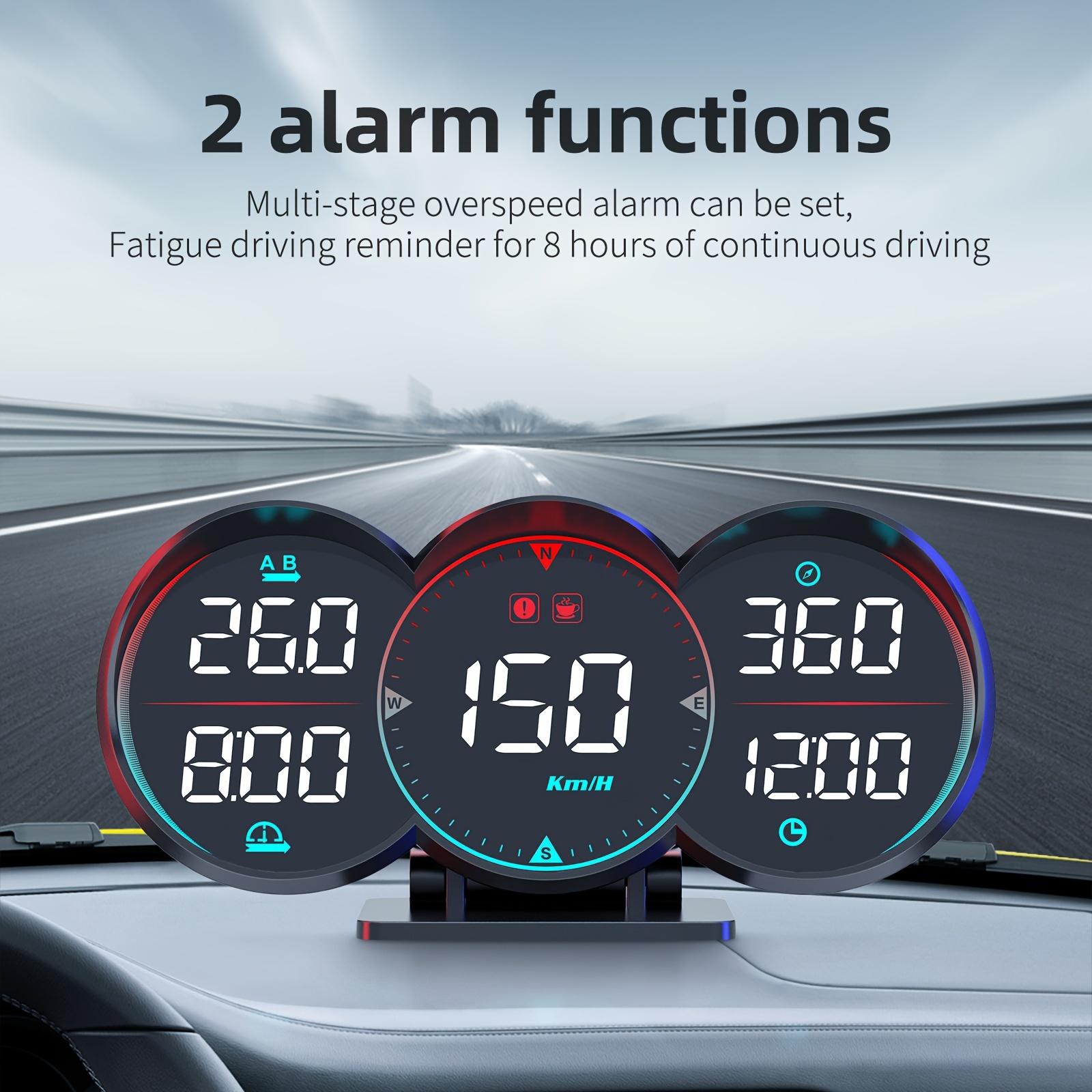Universal Car HUD Smart Digital Gauge | OBD2+GPS Windshield Projector Speedometer | Dashboard Speed Warning Display | Portable Modification Tool for All Cars Adjustable Power Supply Adapter carplay adapter Tactical Compact Real-Time GPS Radar Detector