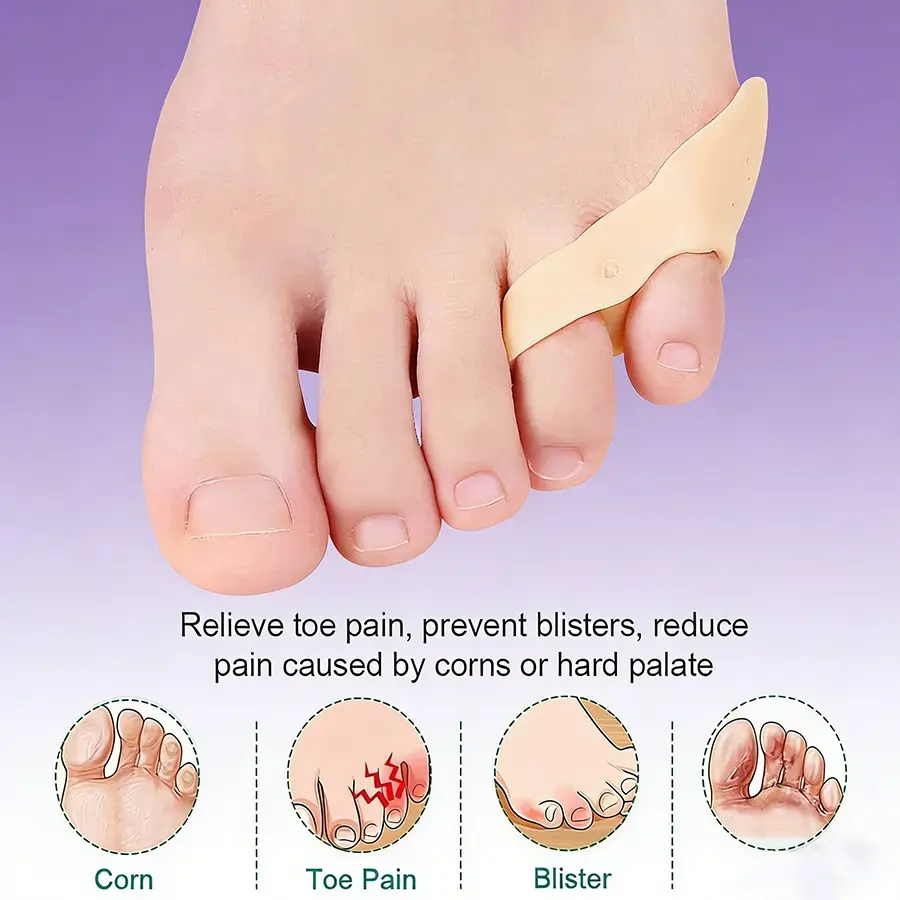 2Pcs Gel Pinky Toe Separator Spacer Little Toe Corrector Protector Pedicure Tool Reduce Foot Relief for Callus Coms and Blisters Foot Care Product