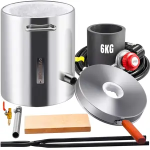 VEVOR 6KG Propane Melting Furnace Kit, Large Capacity Foundry Home Kilns, Blacksmithing Forge with Crucible & Tongs Kiln, Stainless Steel Smelter, For Metal Scrap Recycle, Gold Copper Silver Casting Aluminium Kitchen