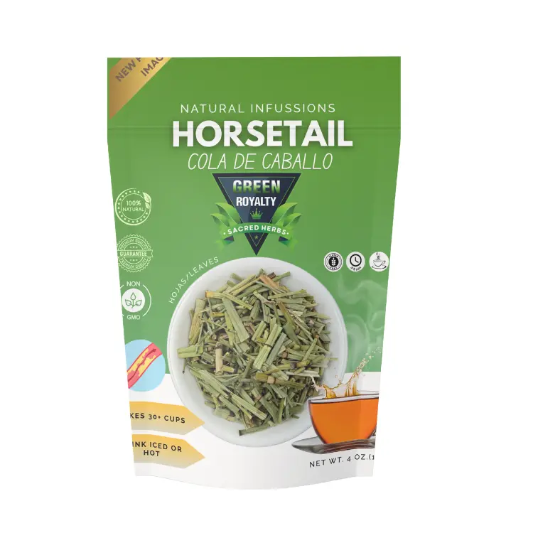 Green Royalty Certified Org. Horsetail Grass Herbal Tea Blend - US-Made 4oz (114g) Loose Leaf with Premium Ingredients, Resealable Bag Herbal Drink for Adults