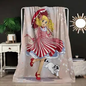 [Summer Vibes] Anime Candy Blanket, All-Season Comfort Wrap for Sofa, Office, Travel - Digital Print Glam Style, Ideal Christmas Birthday Gift for Friends