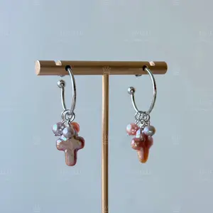 MIVELLE Multiple Pearl with Cross Earring Handmade with Story Elegant and Stylish Jewelry for Women