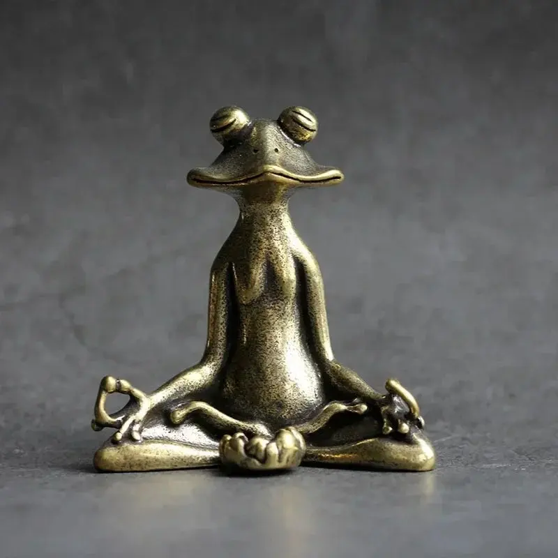 Retro Solid Copper Zen Frog Incense Holder Tea Pet Ornament for Home Decor
