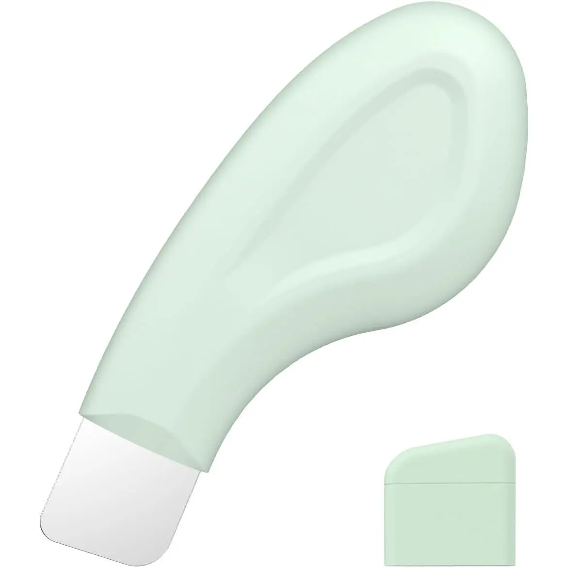 Blackhead Removal Tool, Stainless Steel Facial Skin Scraper, Deep Pore Cleansing Spatula, Silicone Covered Skin Care Scrubber, Multi-purpose Daily Facial Cleaning Instrument, Practical Household Skin Beauty Tool (Green)