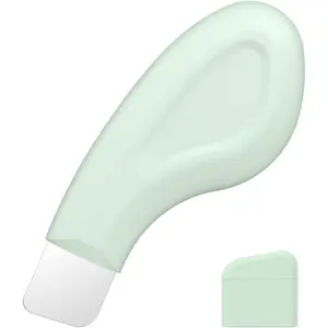 Blackhead Remover Tool, Stainless Steel Facial Scraper for Deep Skin Cleansing, Silicone Covered Skin Scrubber Spatula, Nose Pore Cleaning Device, Universal Skin Care Tool for Daily Use (Green)