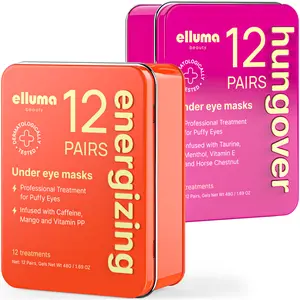 Elluma Beauty Under Eye Patches – 24 Hydrogel Pads Energizing & Hungover Sets with Caffein, Menthol & Taurine