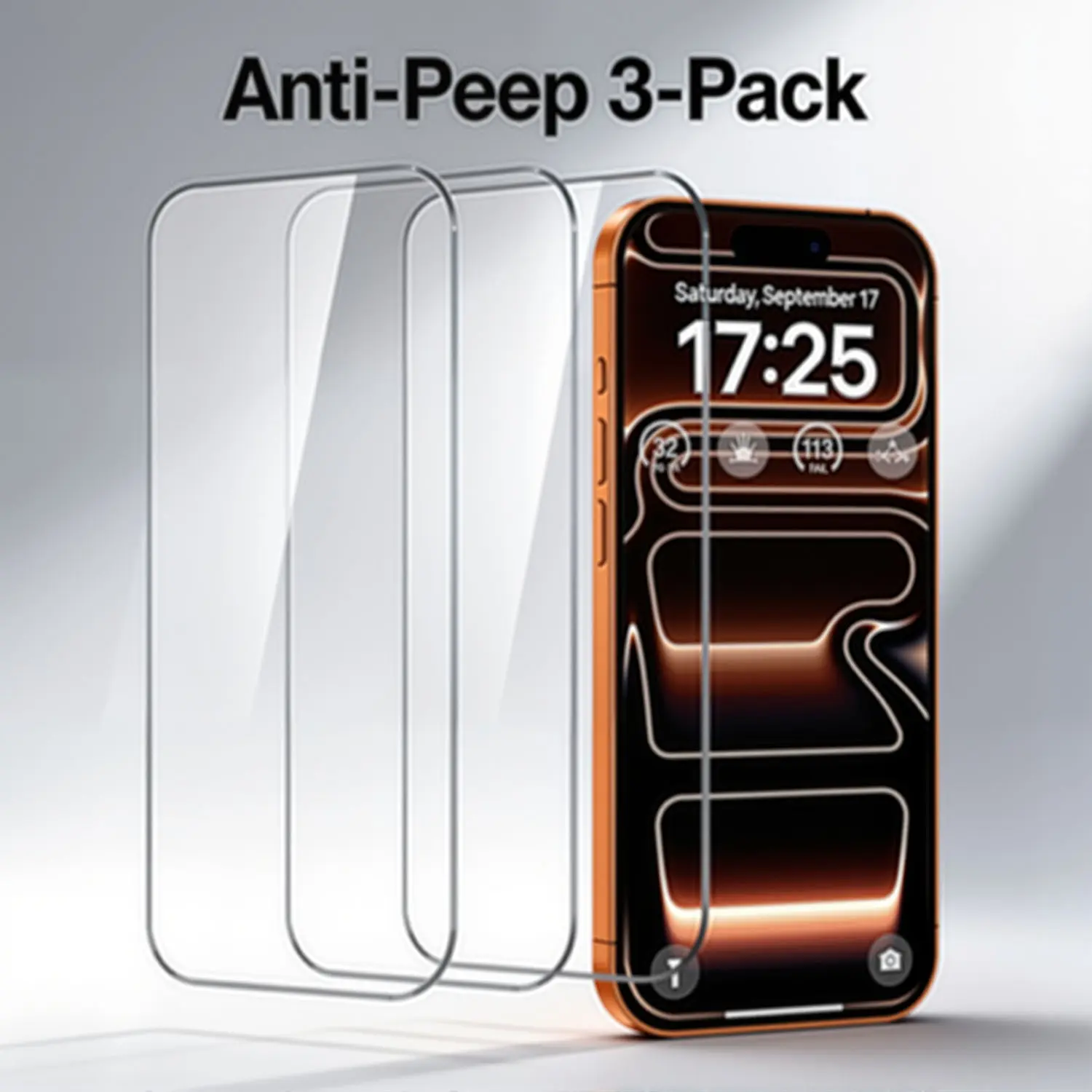 3-Pack Privacy Protective Cellphone Screen Protector for iPhone 17/17 Pro/17 Pro Max, Mobile Phone Accessory, Full Coverage Anti-Spy Tempered Glass Film, Ultra Clear Anti-Peep Screen Protector Protection Accessories
