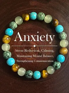 1pc Tiger's Eye Stone, Granite, Amethyst, Lapis Lazuli, Green Pine Stone,Anxiety Bracelet Tiger Eye Stone, African Turquoise Bracelet,Fashionable Commuter Bracelet, Versatile For Daily Wear,Jewelry for Men and Women, Perfect Gift