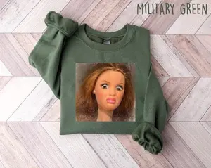 [Sale Up To 50%] Doll Face Meme Sweatshirt Tee Trendy, Weird Shirt, Christmas Gift, Fun Unique Doll Shirt, streetwear graphic tee