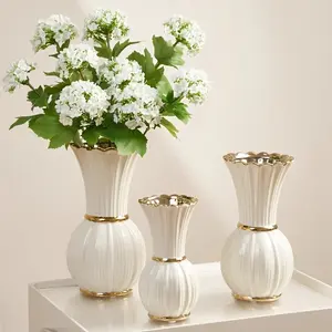 Creamy Style Ceramic Vase, High-End Water Culture Rose Arrangement, Vintage French Living Room Dining Table Decor Art