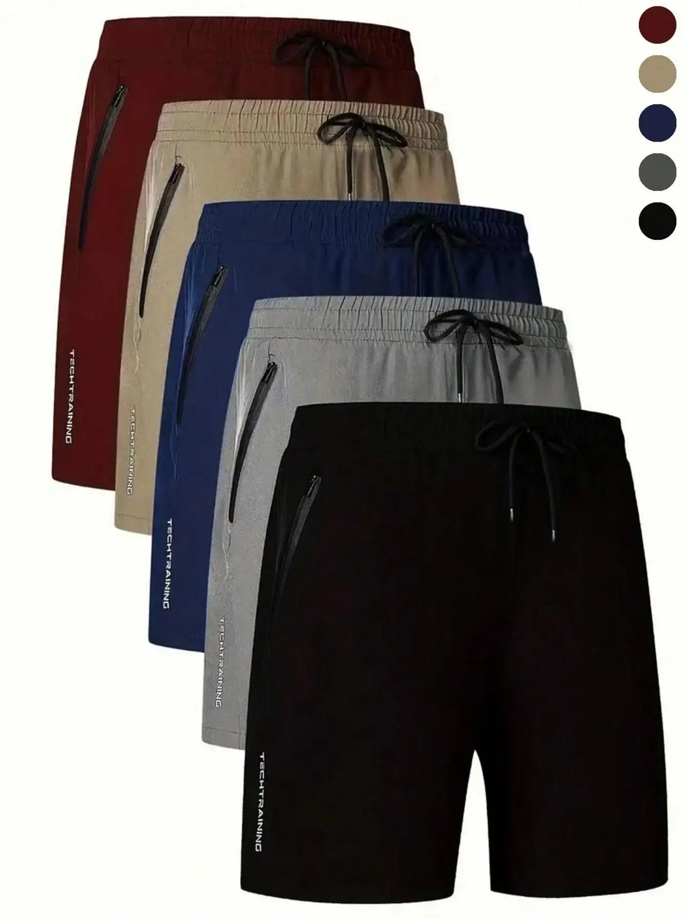 Men's Letter Print Zipper Pocket Shorts, Casual Breathable Athleisure Quick Drying Straight Leg Traveling Shorts, Mens Shorts, Workout Clothes, Active