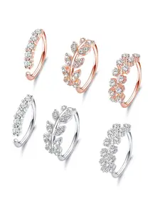 Fashionable Leaf Design Nose Ring, Rhinestone Decor Nose Ring, Casual Artificial Zircon Nose Jewelry, Body Jewelry for Women & Girls, Trendy All-match & Exquisite Jewelry for Birthday Gift