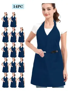 14-Piece Apron Set, Waterproof Oil-Resistant, Adjustable Straps, Large Pockets for Phone & Tools, Suitable for Home Kitchen & Commercial Use