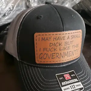 Richardson hat with laser engraved leather patch