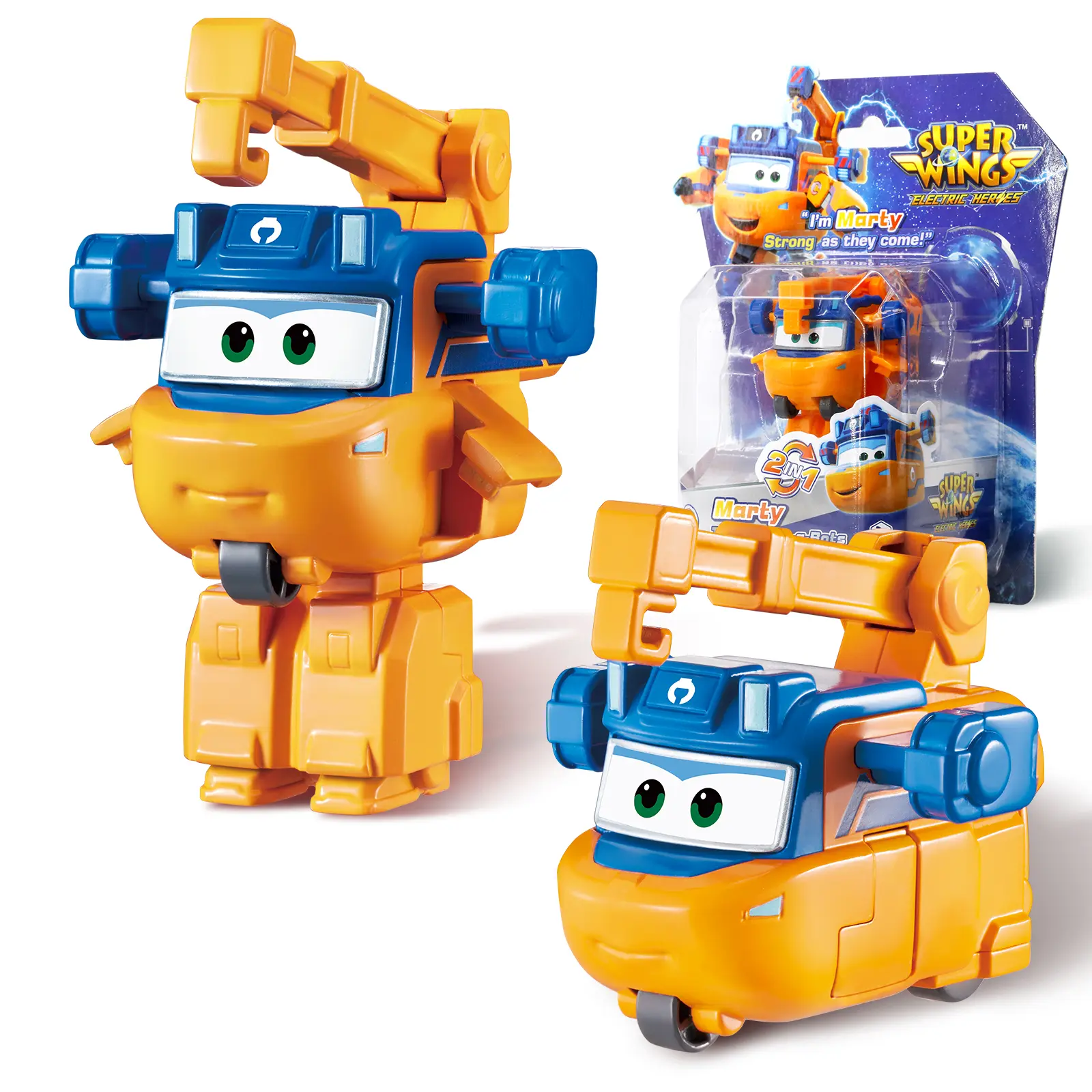 Super Wings 2" Transform-a-Bots 4-Pack, Supercharged Marty, Traver, Golden Girl, Lucie, Airplane Toys Vehicle Mini Figures, Fun Toys for Kids, Transformable Toy for 3 4 5 Year Old Boys and Girls
