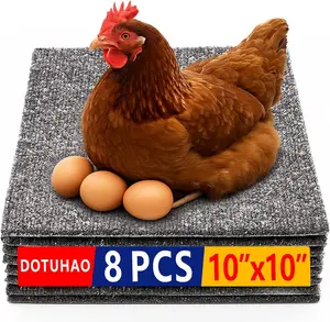 Chicken Nesting Pads, 8 Pack Nesting Pads for Chicken Coop, 10×10 Inch Washable Laying Box Pads for Chickens Coop, Reusable Chicken Laying Mats(10” x 10”, Grey)