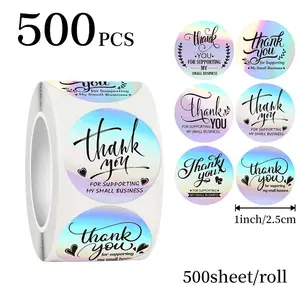 Rainbow Holographic “Thank You for Your Purchase” Roll Stickers – Non-Slip Adhesive Labels for Business Packaging & Decoration, Round Label