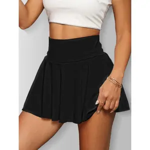 Women's Solid Color High Waist Pocket Sports Skort, Casual Comfy Breathable Skort for Outdoor Sports, Ladies Sportswear for All Seasons, High Waisted SkortsGift
